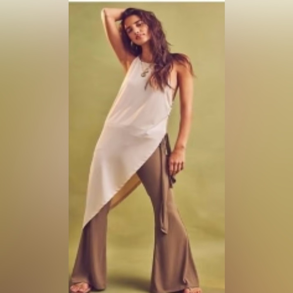 Free People Asymmetrical Cream Tunic Top